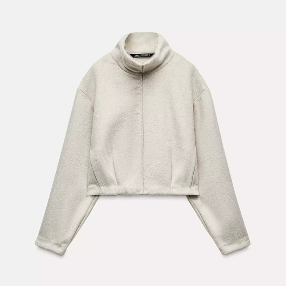 Zara Beige Zip-Up Jacket - Picture 1 of 5
